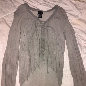 Grey lace front top